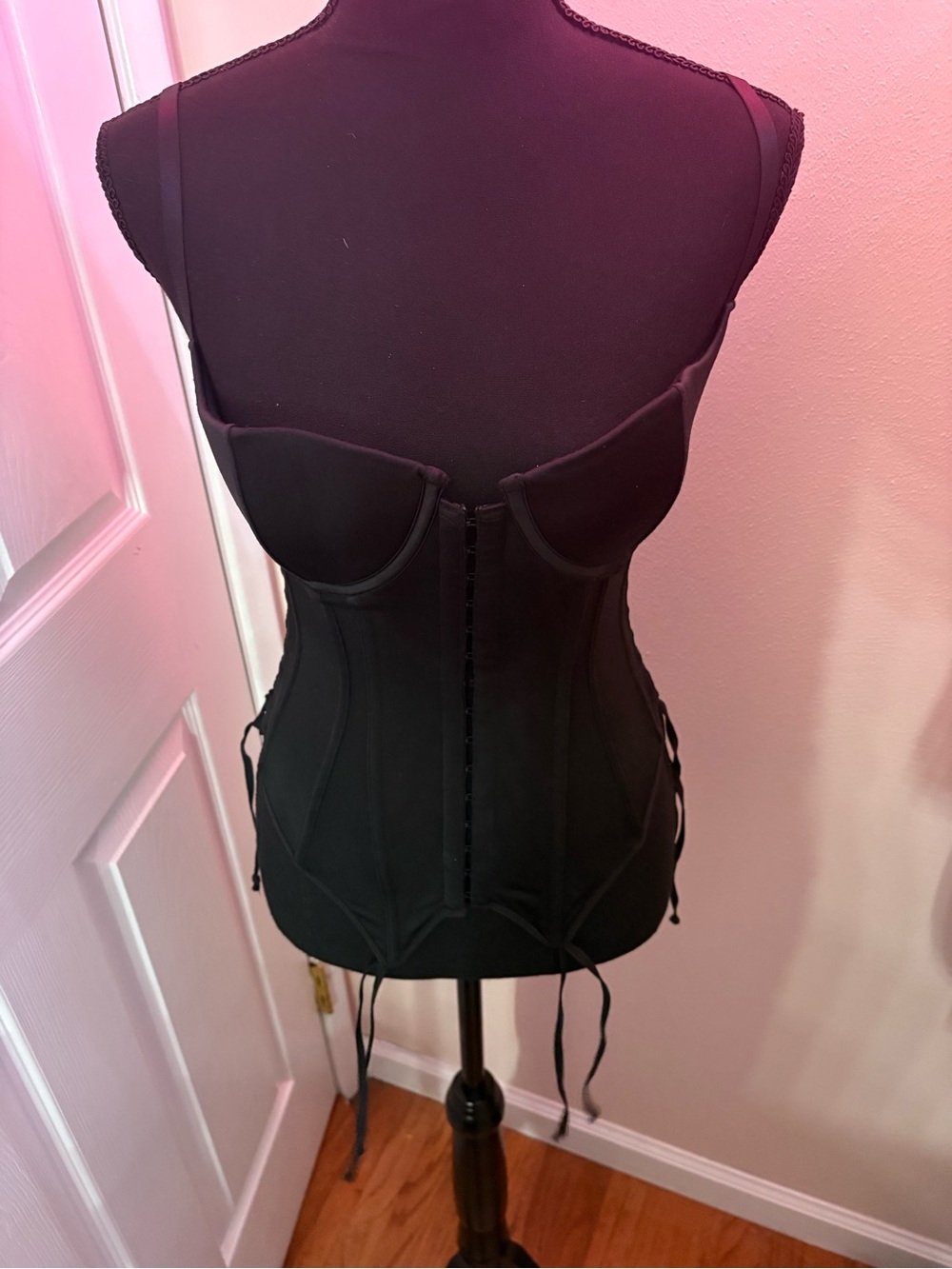 Vintage 2005 Victoria's Secret Black Corset Bustier with Garters